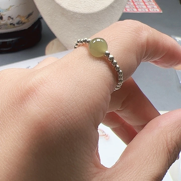 和田玉戒指银S925镶嵌11