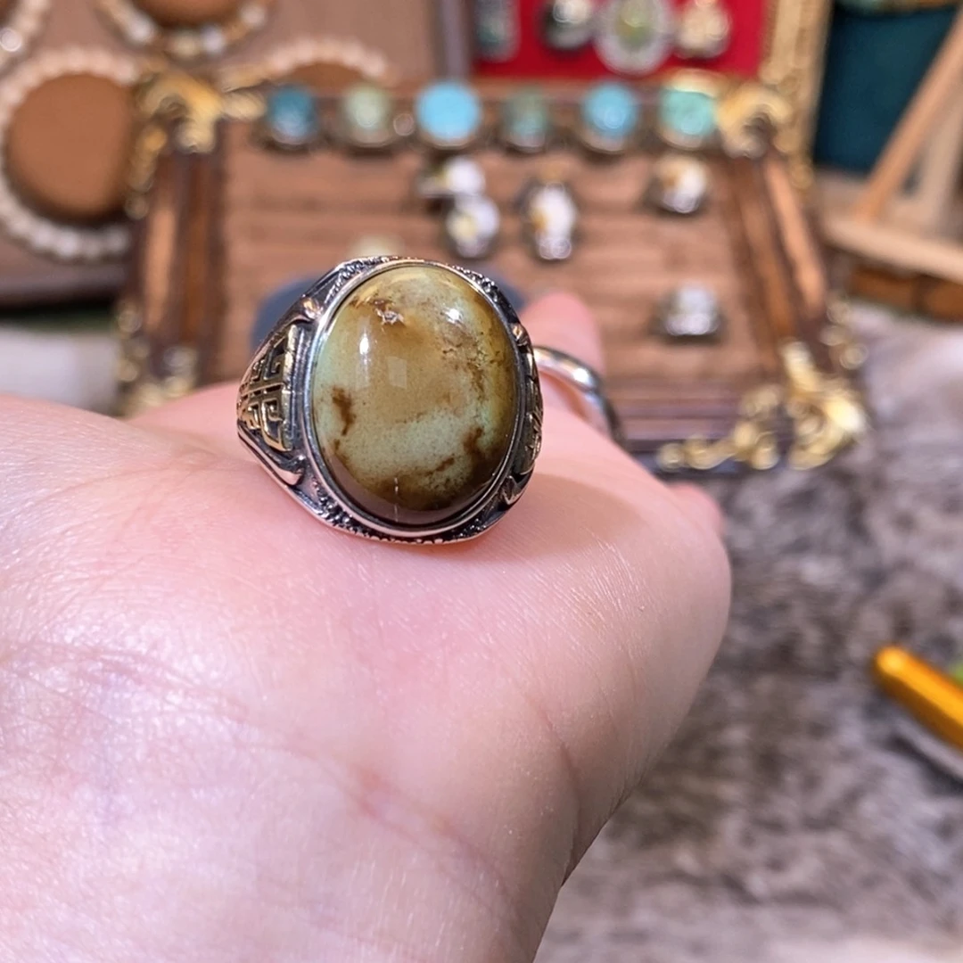 绿松石戒指银S925镶嵌姑**茗戒指