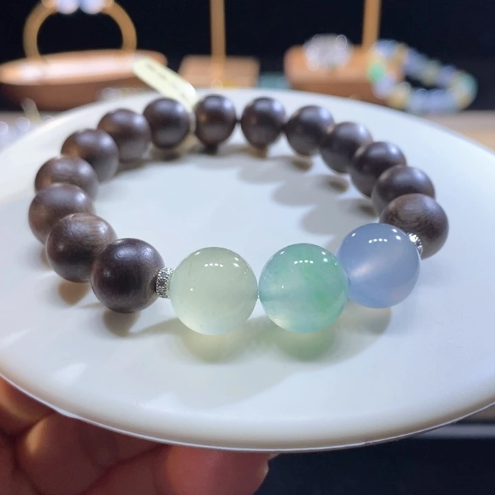 翡翠未镶嵌吊坠(不含链)翡翠高冰三彩手串