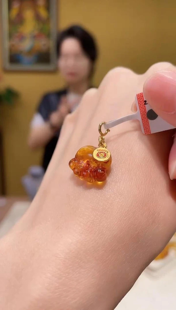 【桃总推荐】925银花珀小滴溜配饰@@ZY41109035
