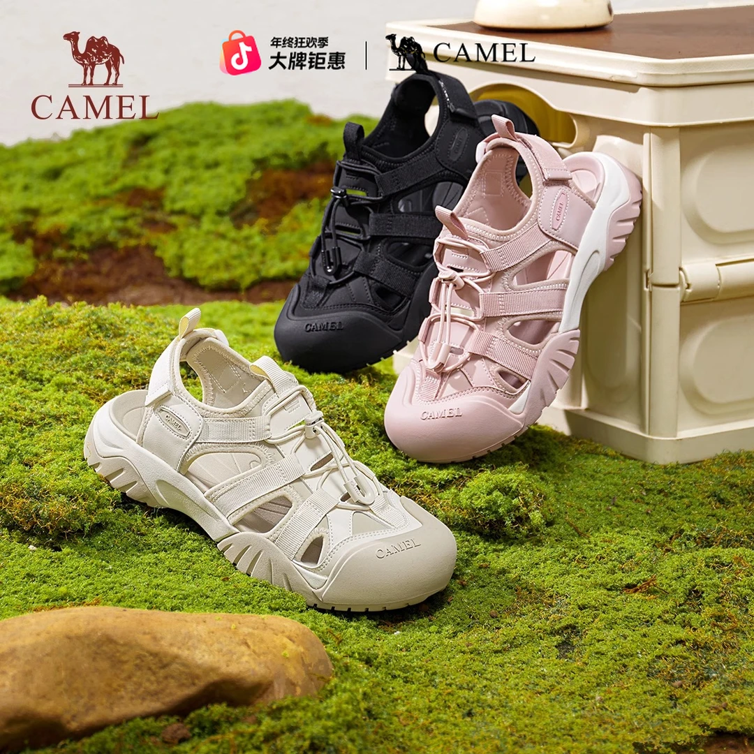 骆驼女鞋2025夏季新款休闲凉鞋女透气运动户外沙滩鞋丑萌洞洞鞋女