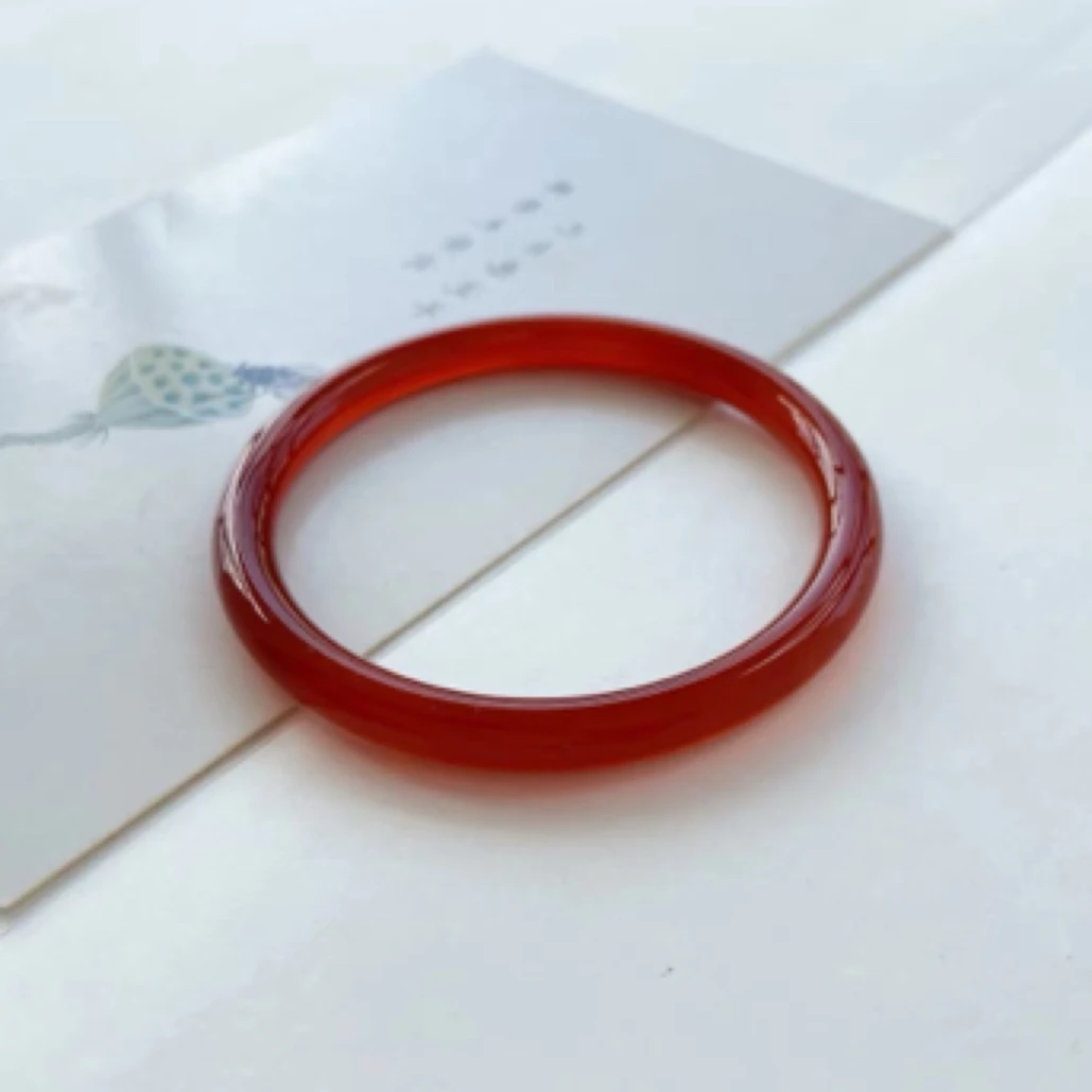 卡6mm满江红玛瑙手镯（圈口50/62）到手一条