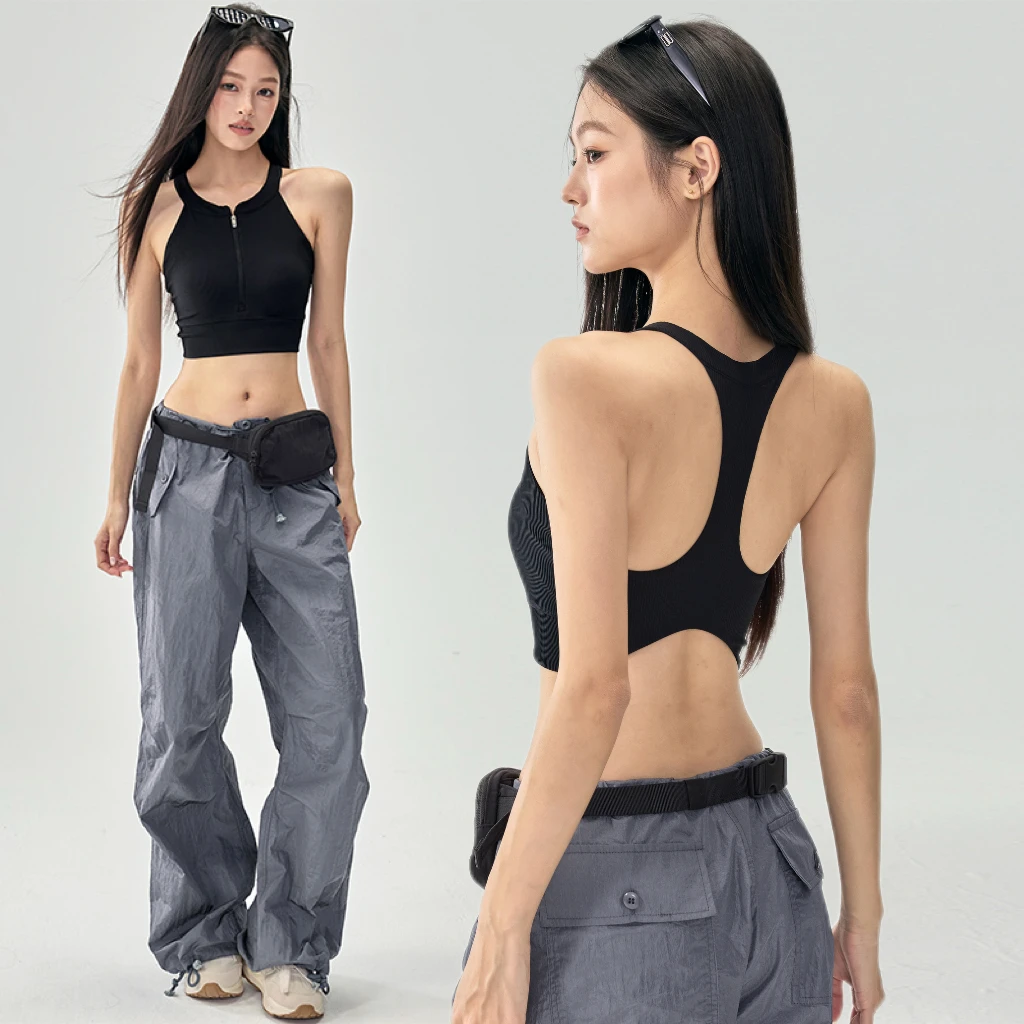 前拉链防震运动内衣女高强度跑步健身文胸固定杯工字美背瑜伽背心