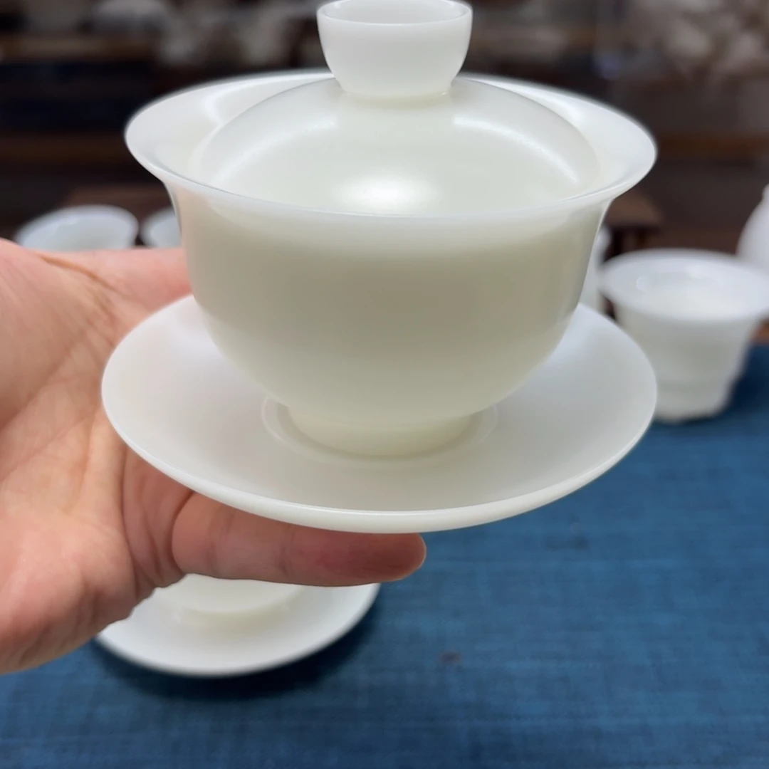 素烧璞玉冰种玉瓷茶具
