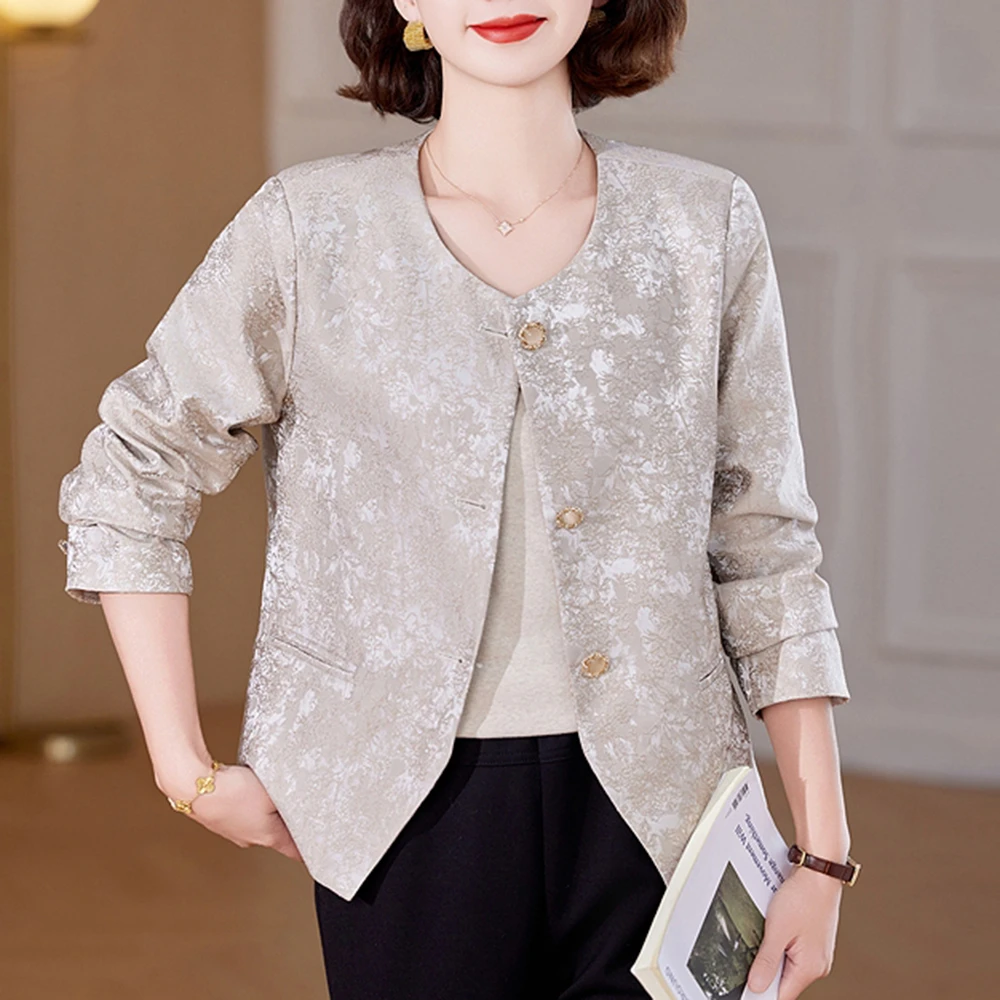 气质春装款妈妈装外套中年女装长袖春秋中老年洋气小香风女士礼服