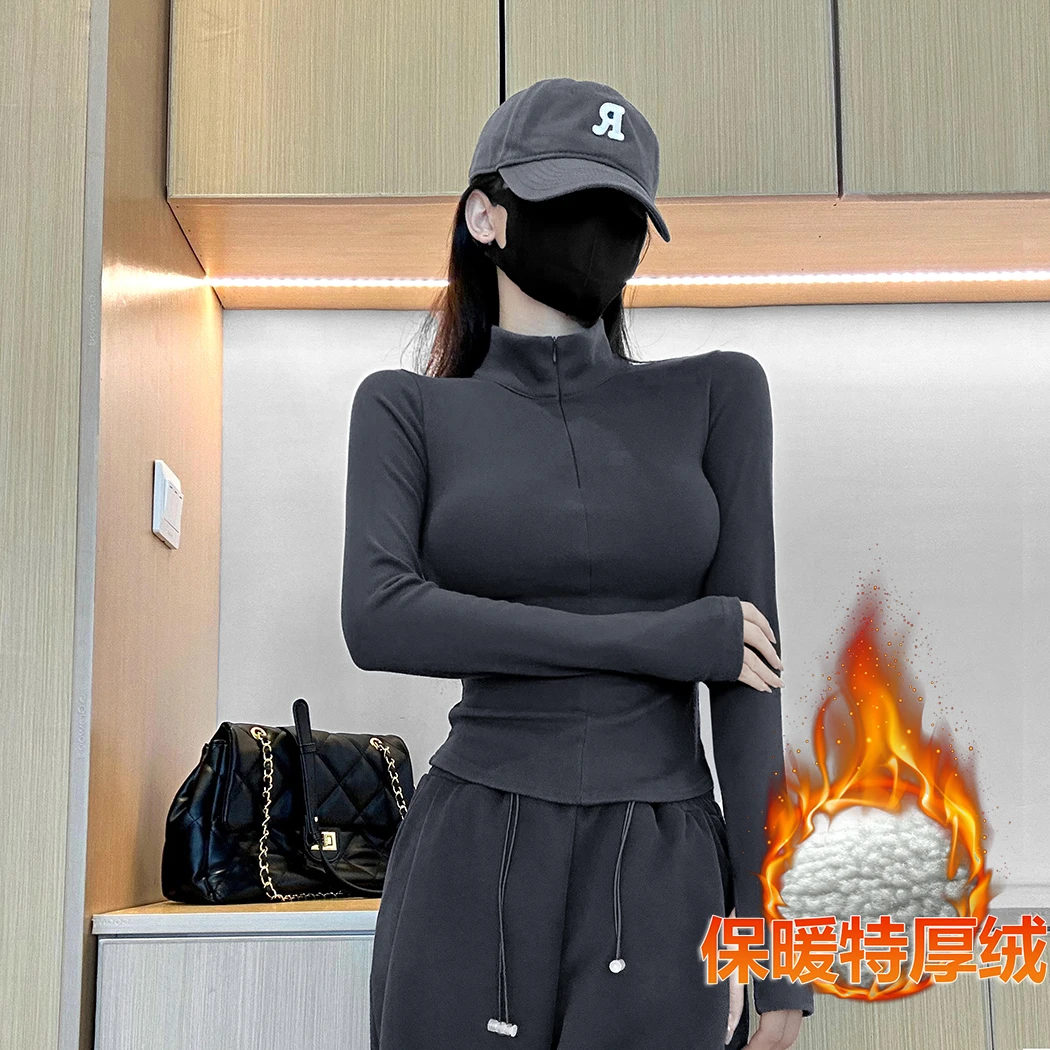 唐造2025秋冬新款加绒打底衫女士上衣可内搭外穿洋气T恤女装3038商品图