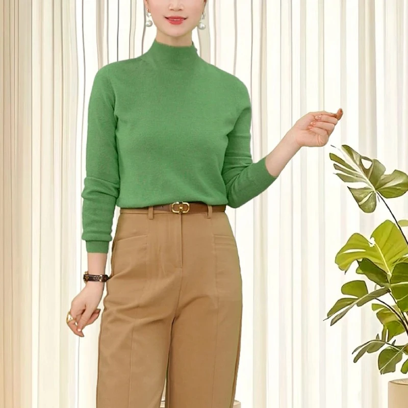 半高领针织秋冬常规款厚款纯色常规休闲新款时尚外出入冬漂亮衣服
