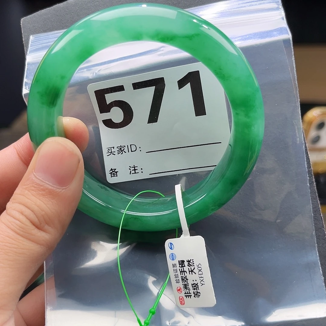 石英质玉（非洲翠）手镯未镶嵌571圈口60