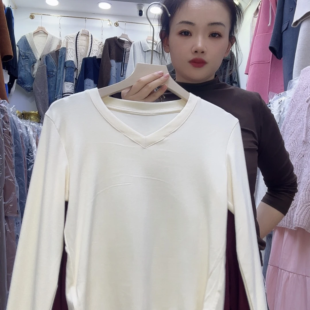 打底v领杏色小款222