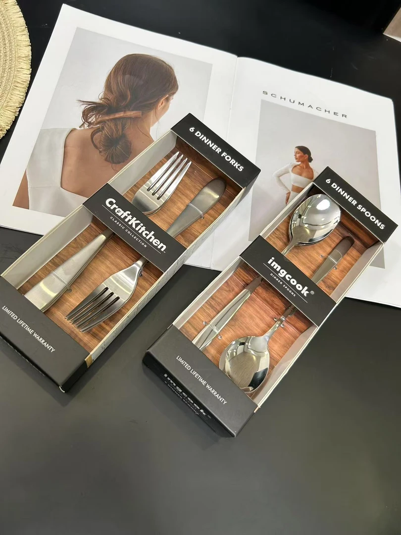 家用高级感不锈钢餐勺西瓜勺汤勺叉子六件套H7232