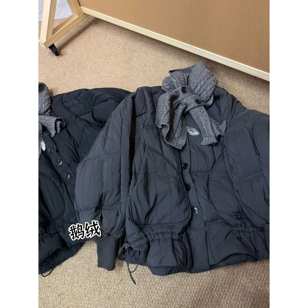 2025冬款新品【设计师款  围巾款大口袋下摆抽绳鹅绒羽绒服】