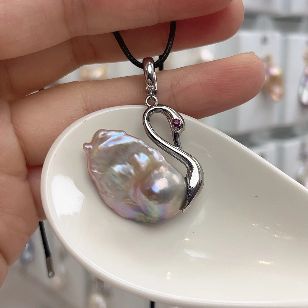 淡水珍珠银S925镶嵌颈饰