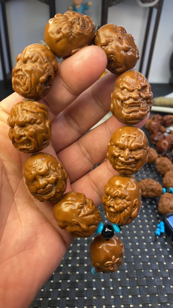 2.2山鬼向死而生恶僧善恶版恶僧雕刻手串不是橄榄核是黄金核手串