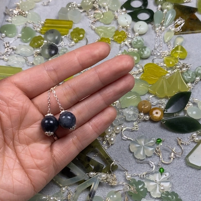 【闪购商品】蛇纹石玉挂件耳饰耳环项链未镶嵌瑾****2