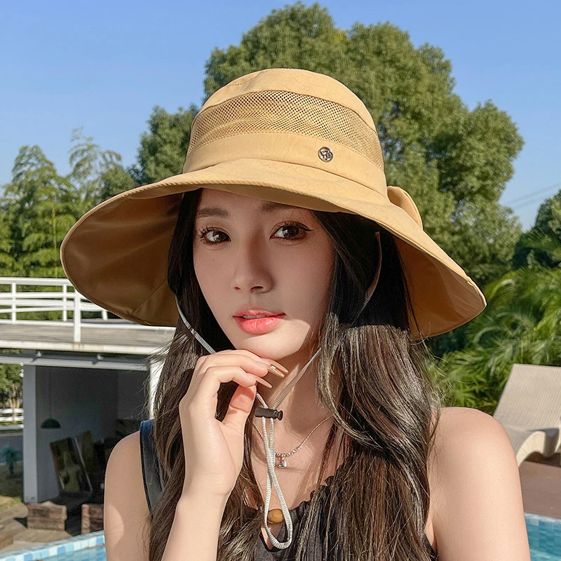 太阳帽子夏季女防晒帽防紫外线遮阳帽遮脸透气沙滩大帽檐渔夫帽女