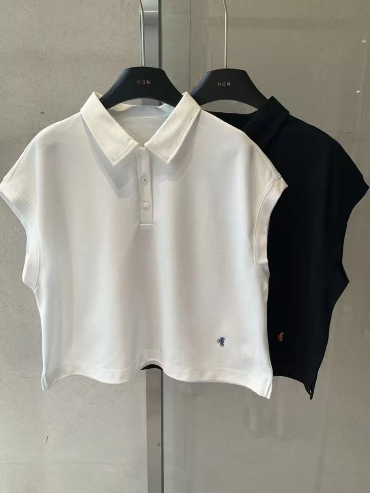 三扣刺绣休闲背心T恤