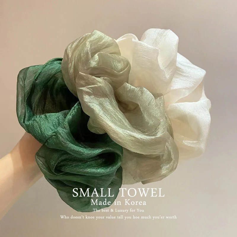 韩国东大门进口超仙女森系绿色大肠发圈丸子头绳皮筋扎头发绳头饰