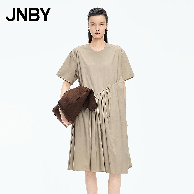 【商场同款】JNBY/江南布衣25夏新品连衣裙短袖宽松圆领5P4G13790