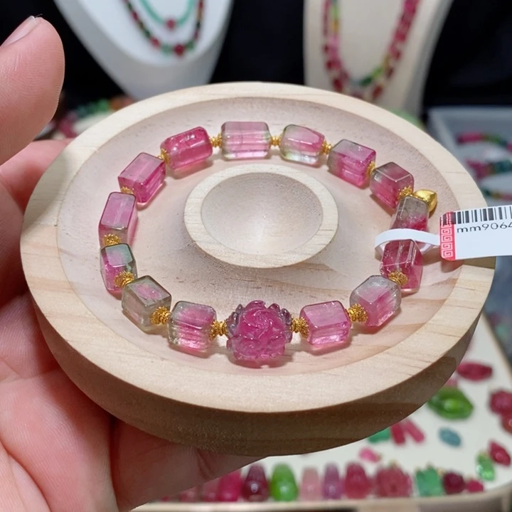 碧玺手链18K金镶嵌碧玺手链