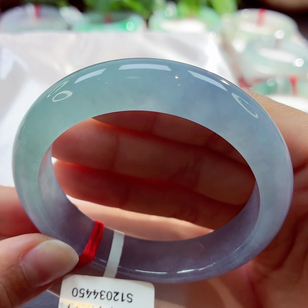 翡翠未镶嵌手镯冰紫68-31