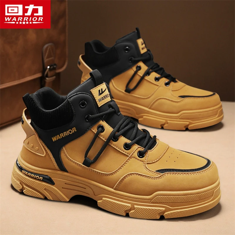 回力男鞋马丁靴冬季2025新款工装大黄靴户外运动登山骑行高帮厚底