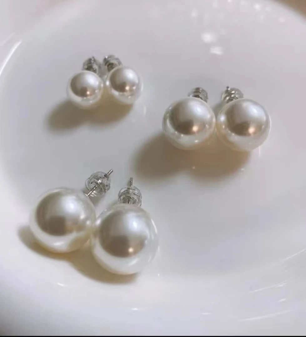 非金属耳饰 非金属耳饰14mm气质白色简约经典百搭素款强光耳钉