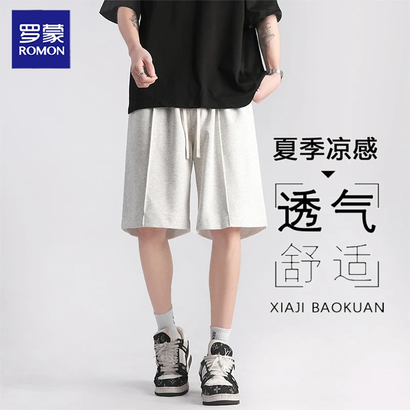 罗蒙夏季2025新款运动卫裤五分裤港风宽松潮流休闲短裤男士中裤