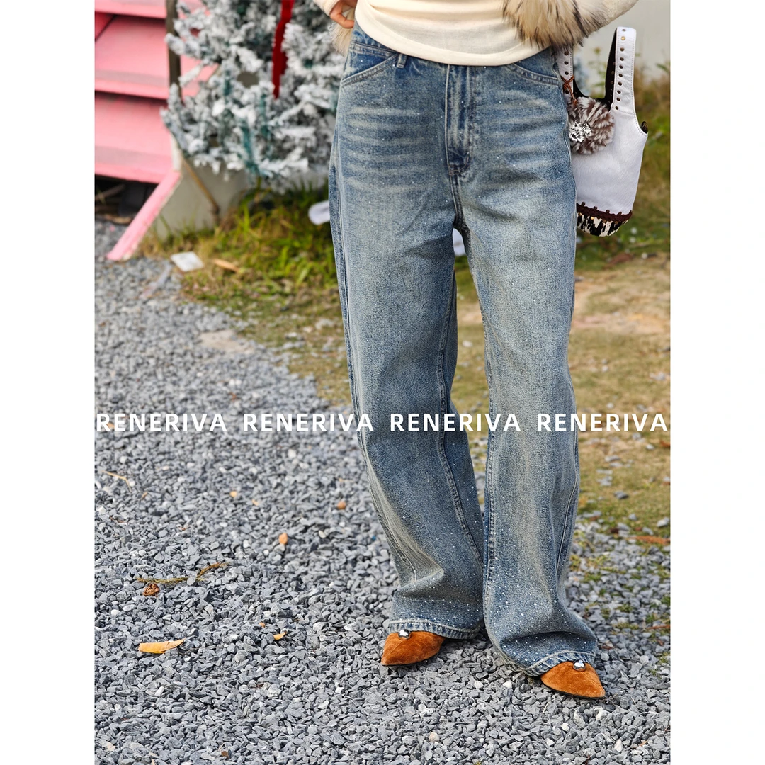 ReneRiva买手店 Marc Moore 复古烫钻水洗渐变牛仔裤