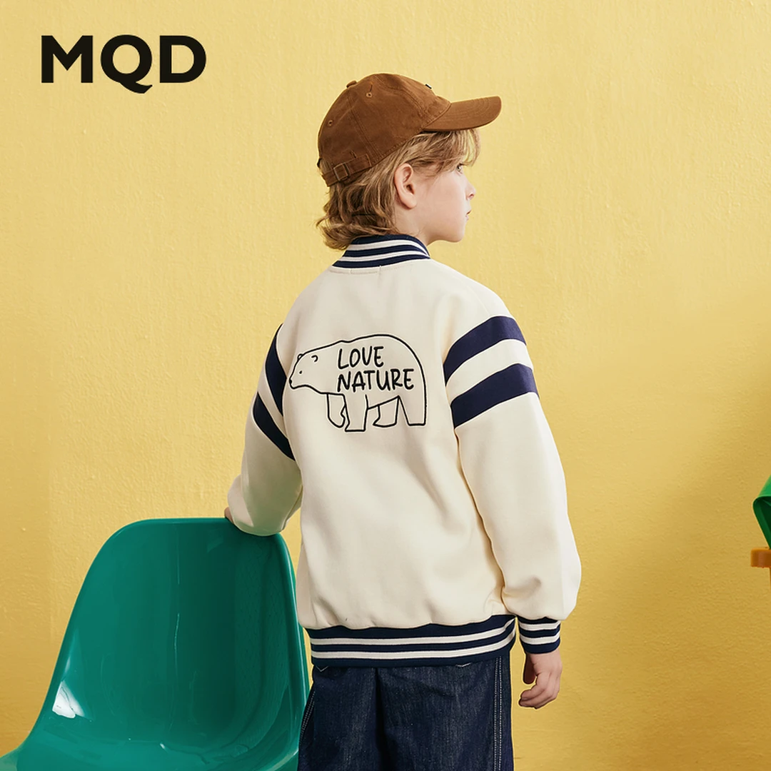 MQD童装男童25春新款学院风中大童棒球服简约休闲外套9651W0803