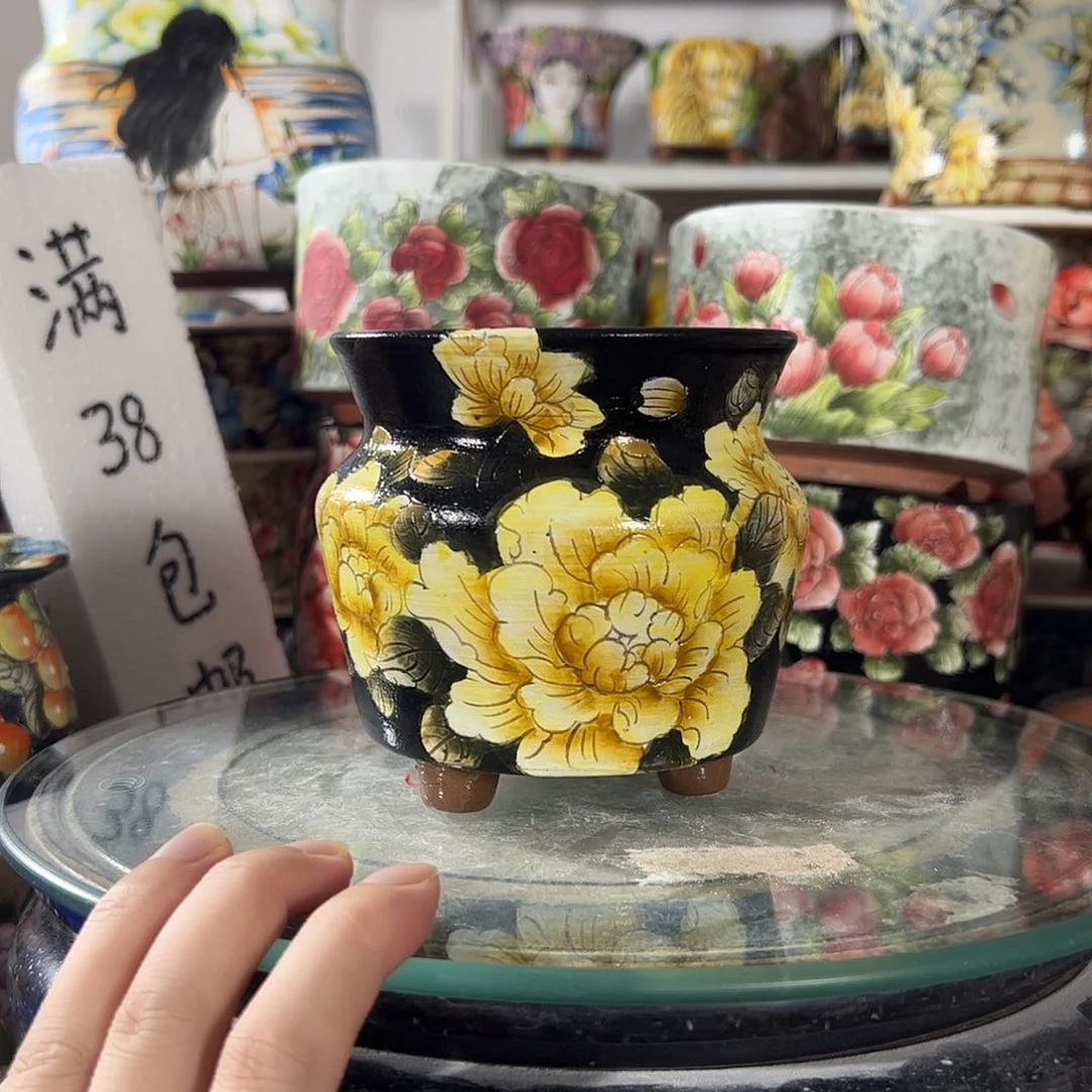 景德镇手绘花盆幸运花盆