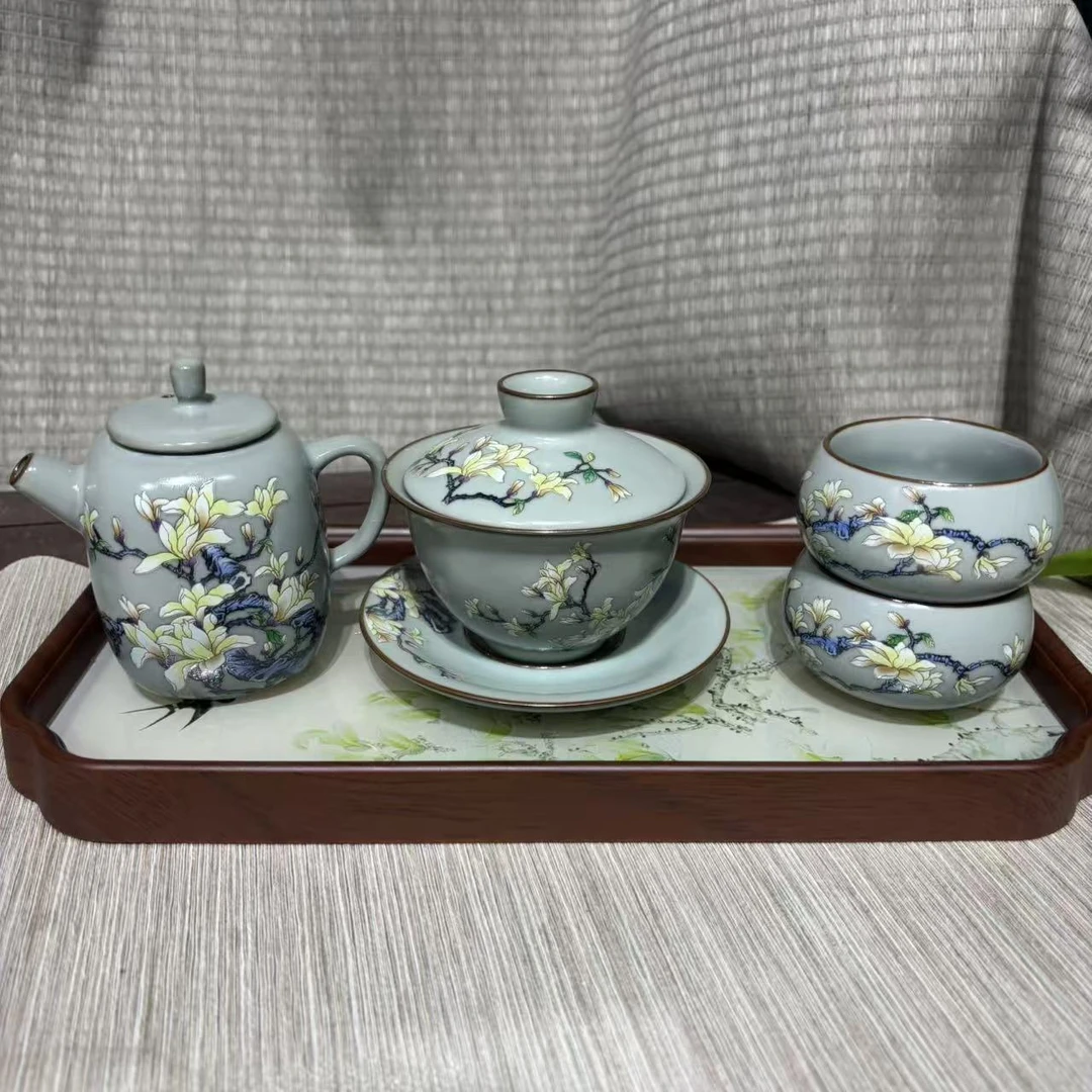 【中国邮政专属链接】玉兰花汝窑茶具套装mc087