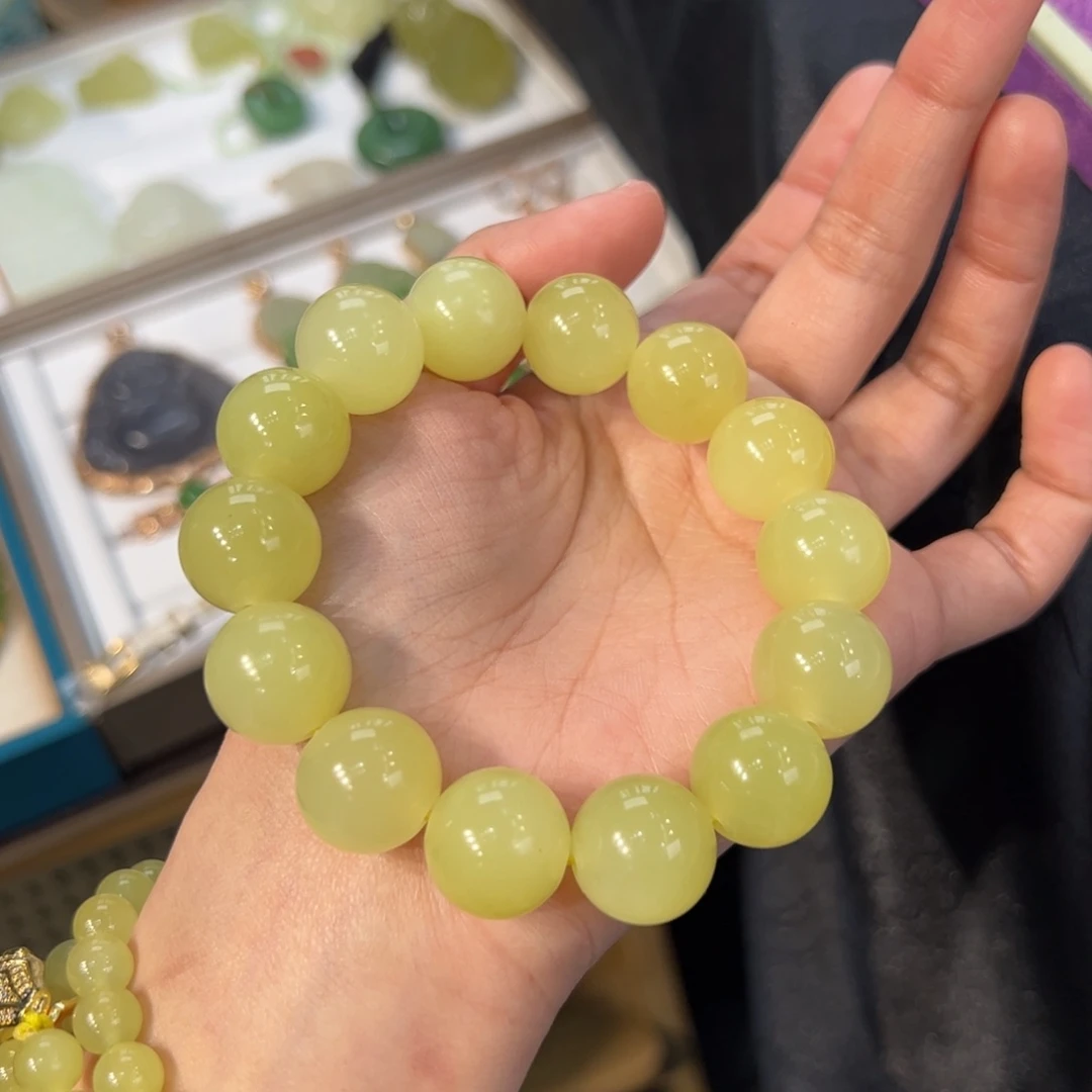 和田玉手串未镶嵌毕业新疆若羌黄口卡16