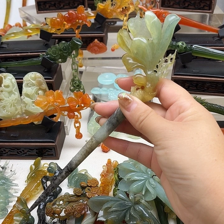 蛇纹石玉岫玉发簪未镶嵌延