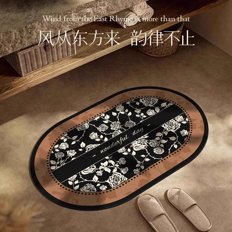 中古风浴室专用吸水地垫加厚防滑垫门口速干脚垫厕所卫生间地毯
