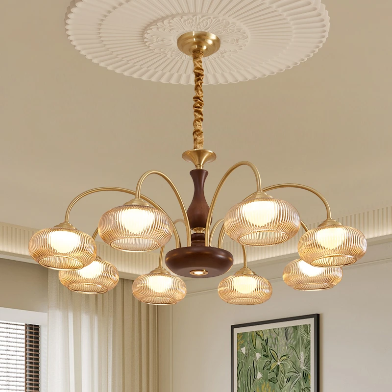 全铜法式中古风客厅吊灯法式复古大厅主灯新中式高级感餐厅美式灯