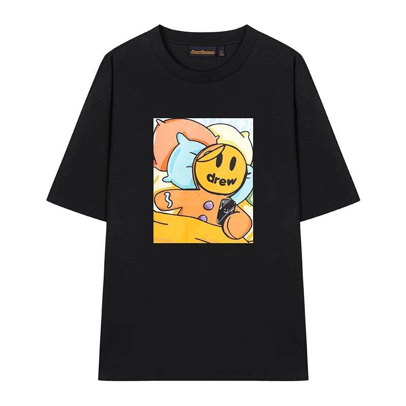 drew house drew姜饼人图案圆领短袖T恤 黑色 DH-HJ2515-BK