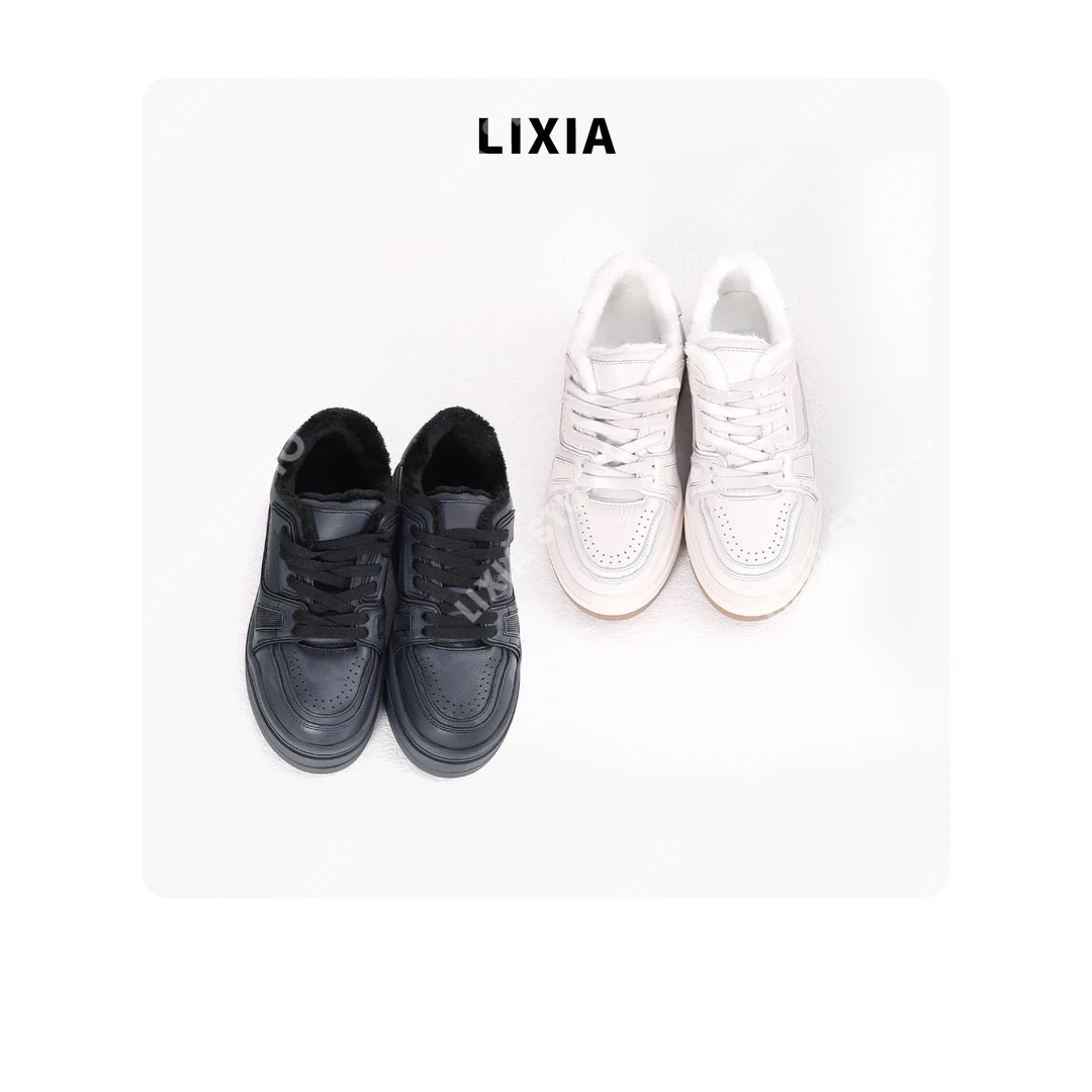 LIXIA【布尔津之旅】冬季外出潮流时尚休闲百搭加绒低帮板鞋-D10603