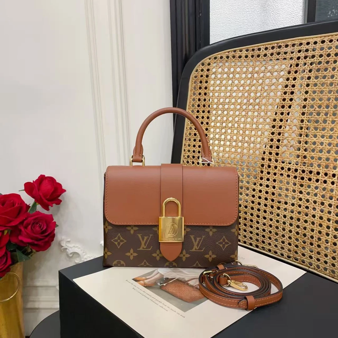 95新 LouisVuitton/路易威登 locky bb锁头焦糖色芯片款/81844928