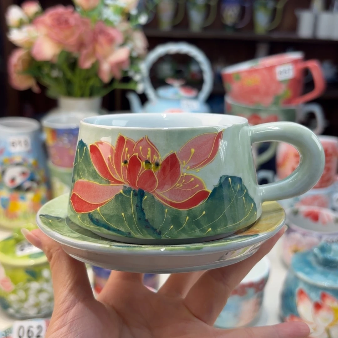 瓷片景德镇手绘高温釉下彩陶瓷茶具