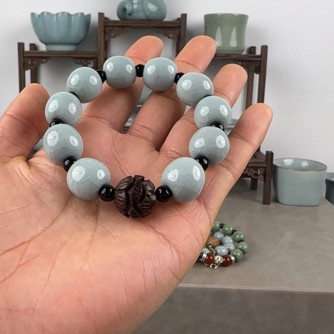 瓷片汝瓷手串大号天青色