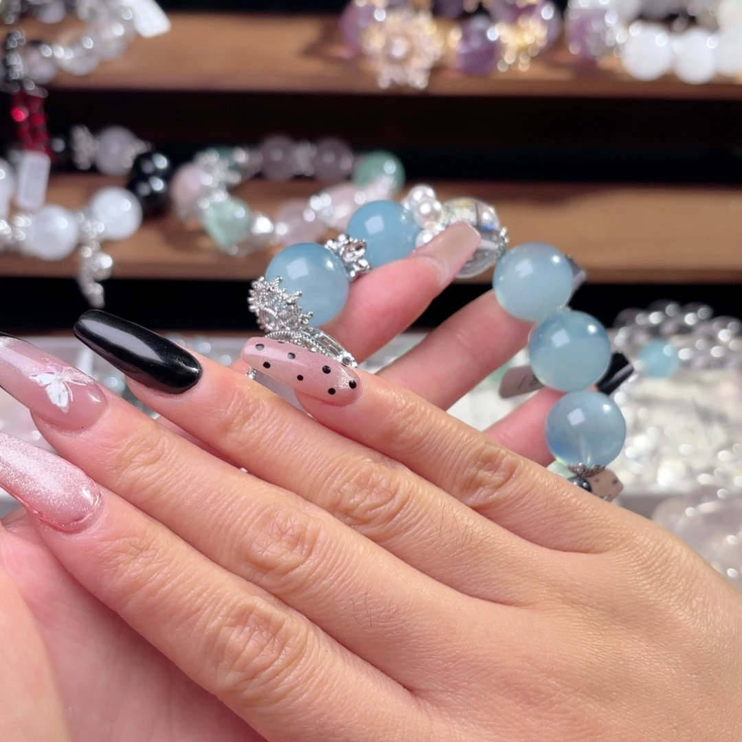 水晶手链合金牛***啡手串