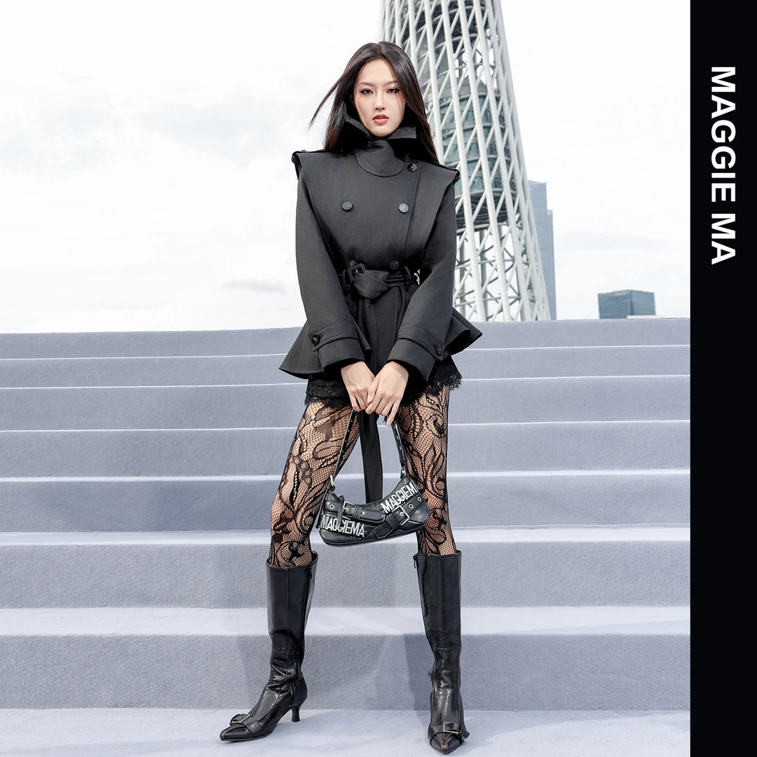 MAGGIE MA马婧设计师款秋冬户外通勤白鹅绒腰带收腰羽绒服女436C