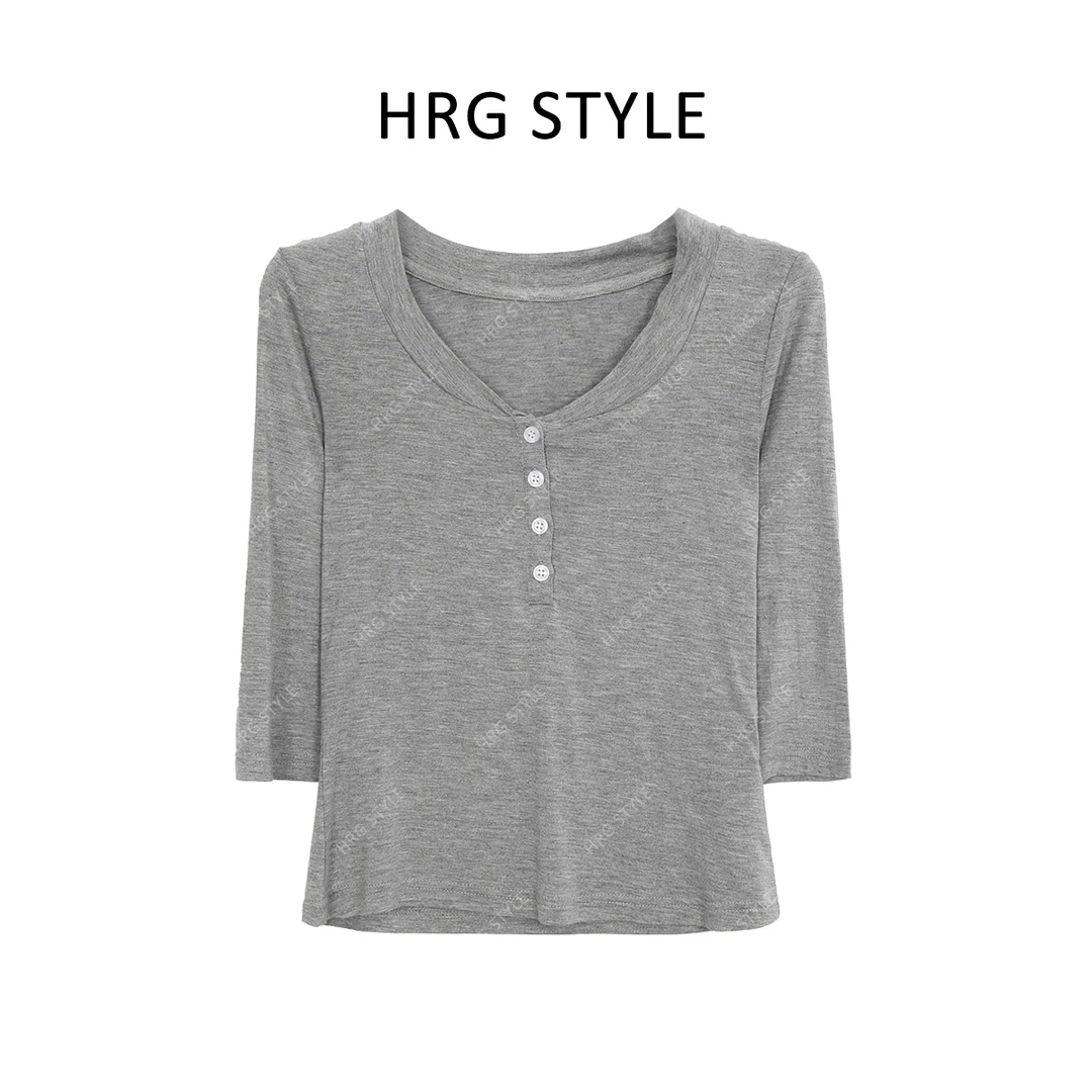 【深邃蓝岸】T恤 修身时尚百搭通勤显瘦纯色T恤251V0084