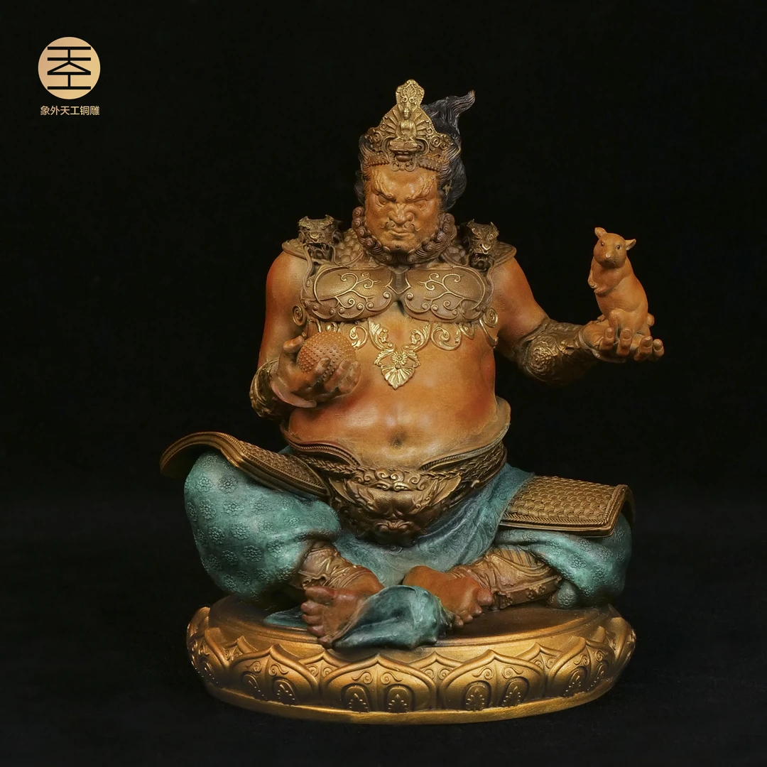 象外天工黄财神坐像财神护法神五色财神全铜新中式财神铜雕塑摆件