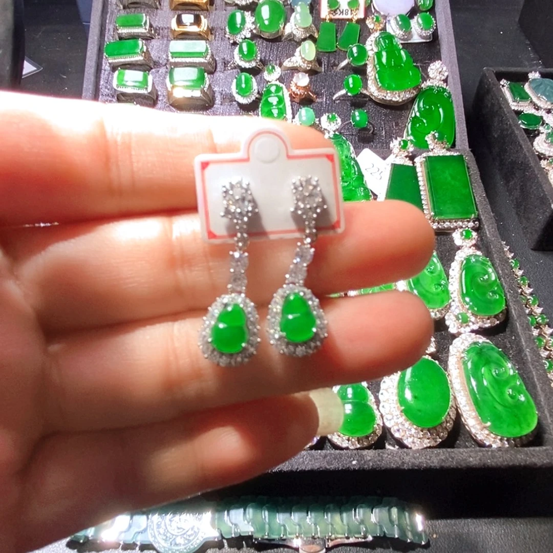 翡翠未镶嵌耳饰A货翡翠8