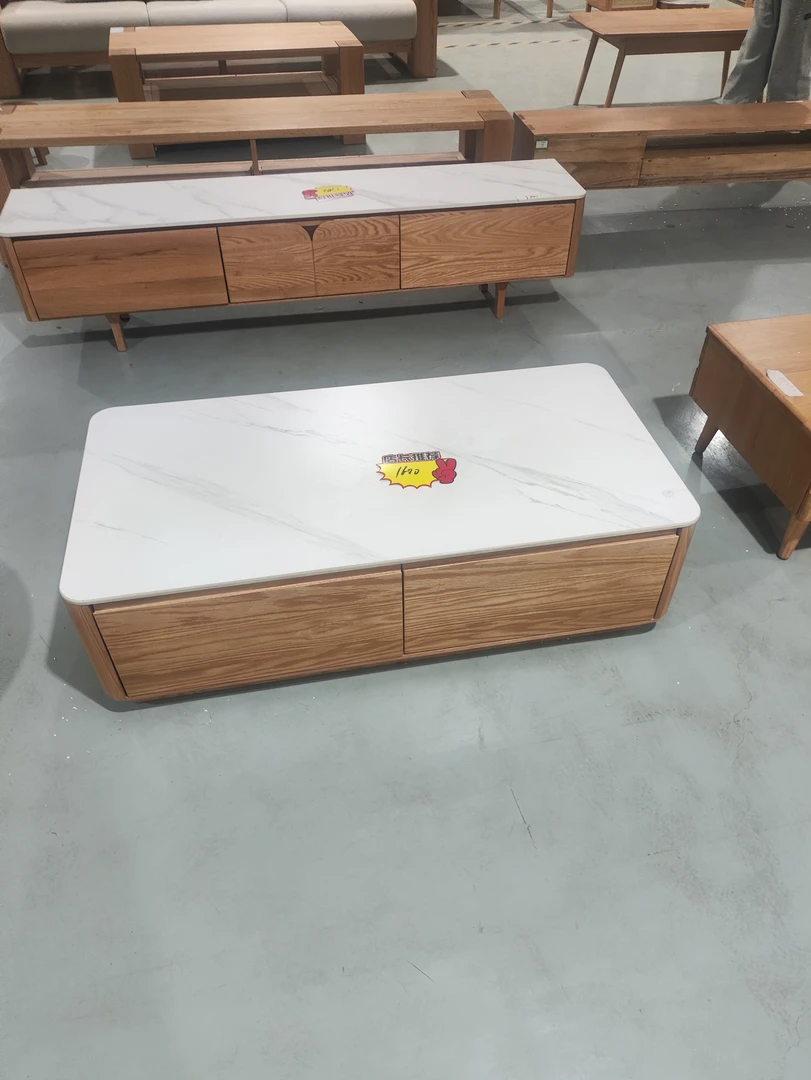 红橡木盐白茶几1.2米