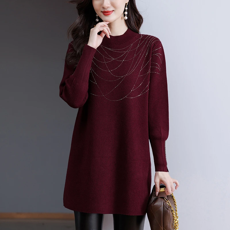 中长款打底衫女遮屁股洋气高档妈妈装上衣秋冬新款高级感气质毛衣