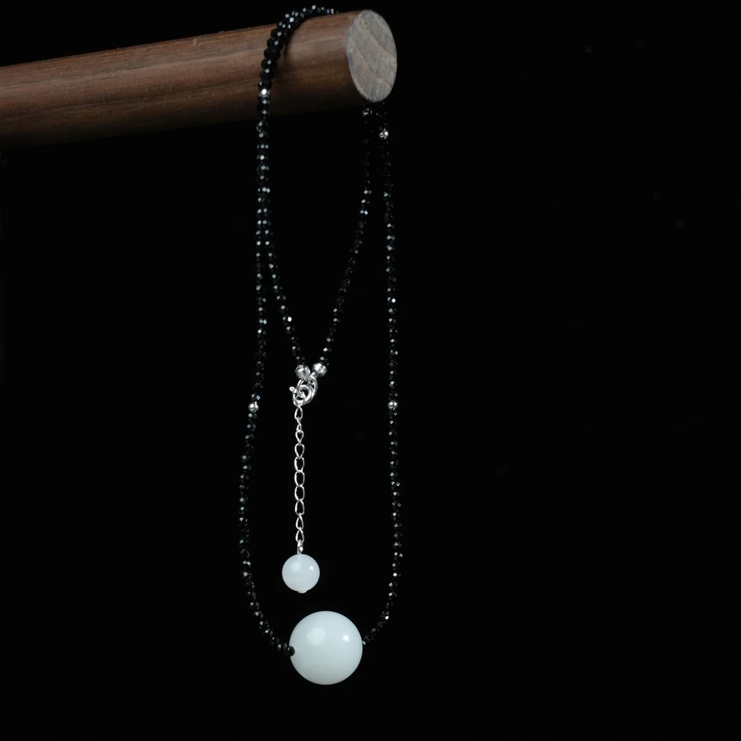 V姐|心选|雪人儿|和田玉白玉单珠项链 16mm-HL12299