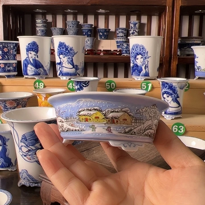 摆件墨奈手绘手工陶瓷花盆