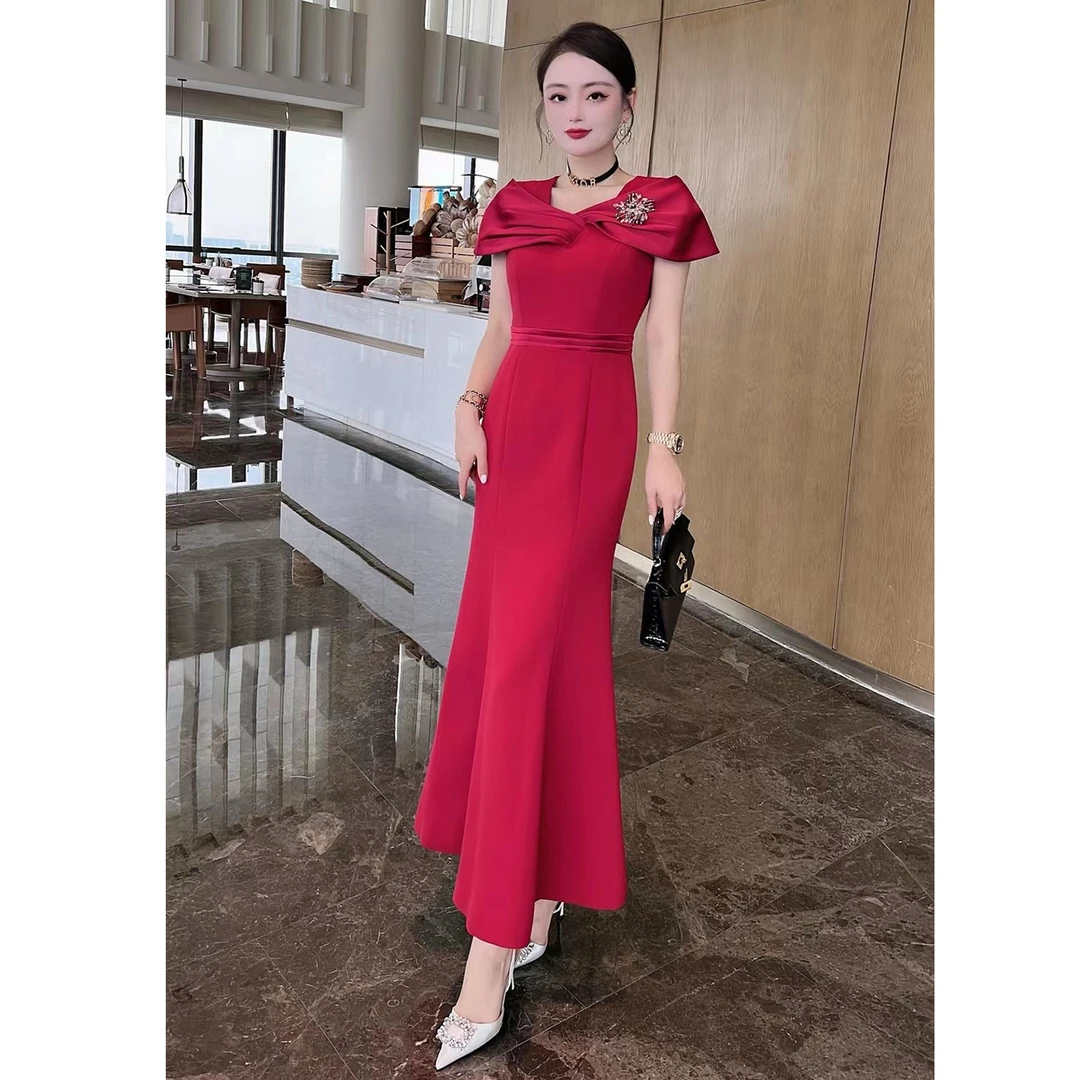 喜婆婆婚宴长裙高端宴会晚礼服法式显瘦鱼尾喜妈妈高贵夏季连衣裙